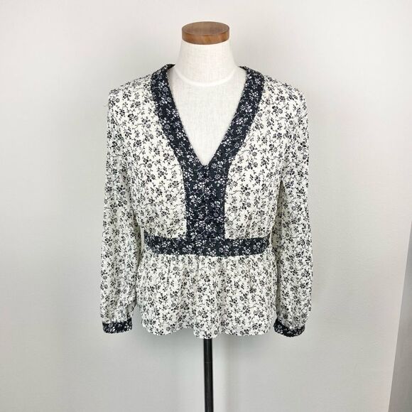 Madewell V-Neck Peplum Top | Clipdot Branch Floral - Picture 2 of 7